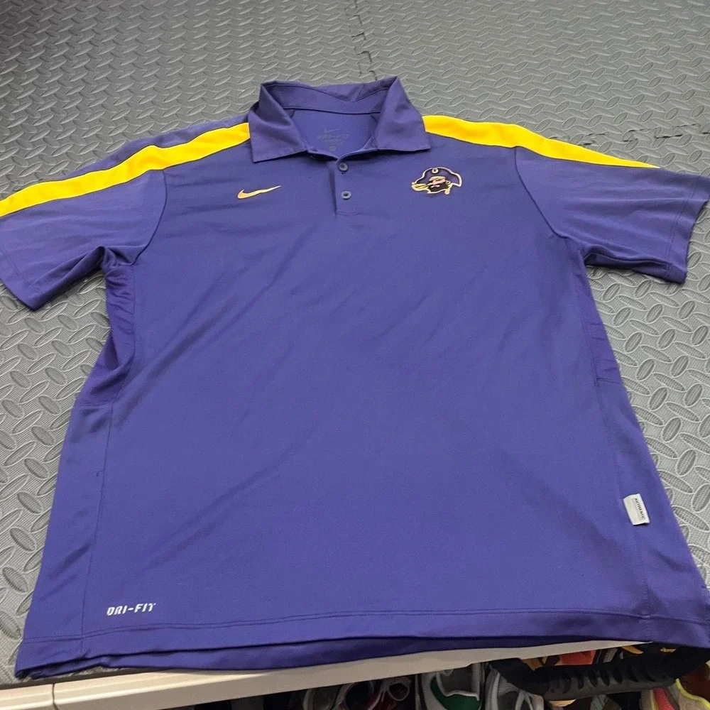 Nike Polo Shirt Mens‎ L Purple ECU Pirates East Carolina Dri-Fit 24381X-EC1